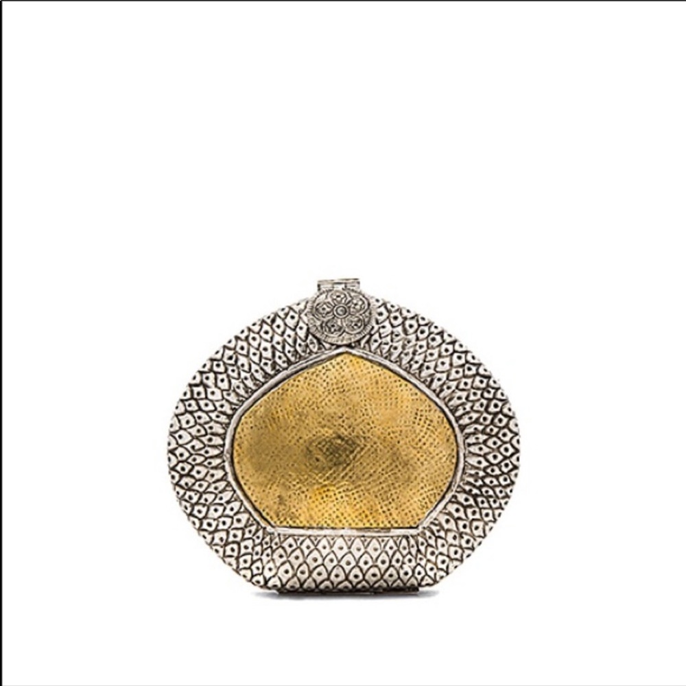 From St Xavier Amber Clutch in Gold & Silver